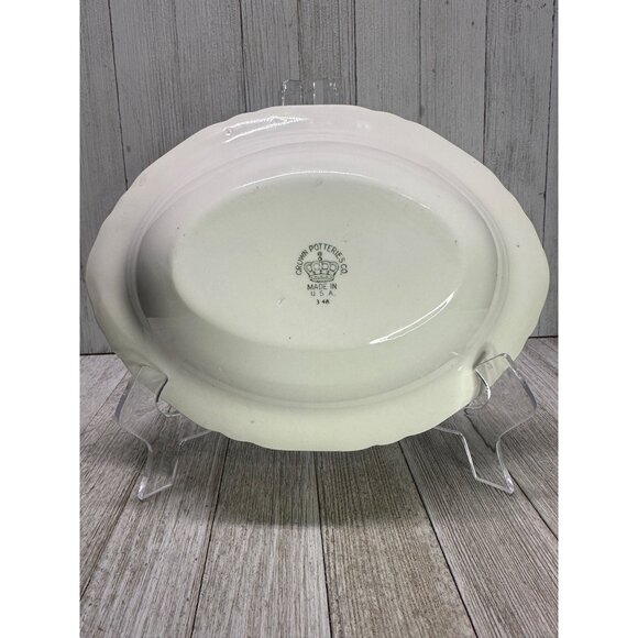 Vintage Crown Potteries Co Vegetable Serving Bowl Oval Gold Rim 9.5'' - Set of 2 - Picture 5 of 13